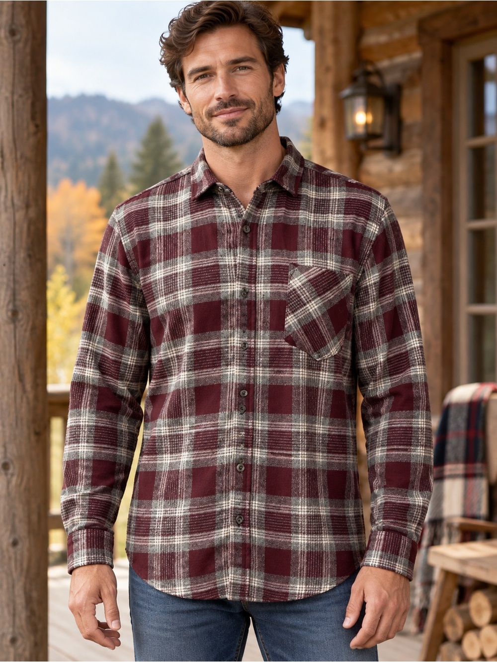 MBX Premium Dry Goods The Flannel Collection Burgundy Plaid Shirt Men’s Medium